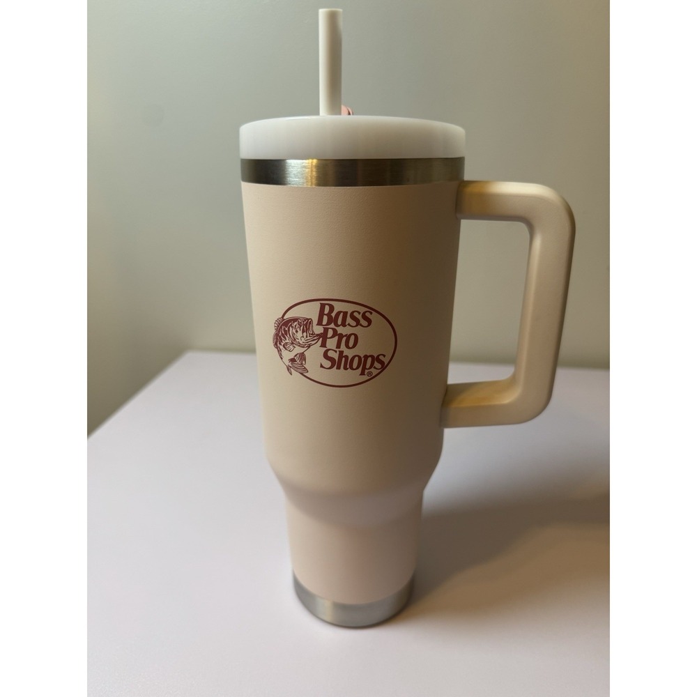 Bass Pro Shop Pink Water Bottle W/ Straw 40oz‎ Insulated  New BPA Free